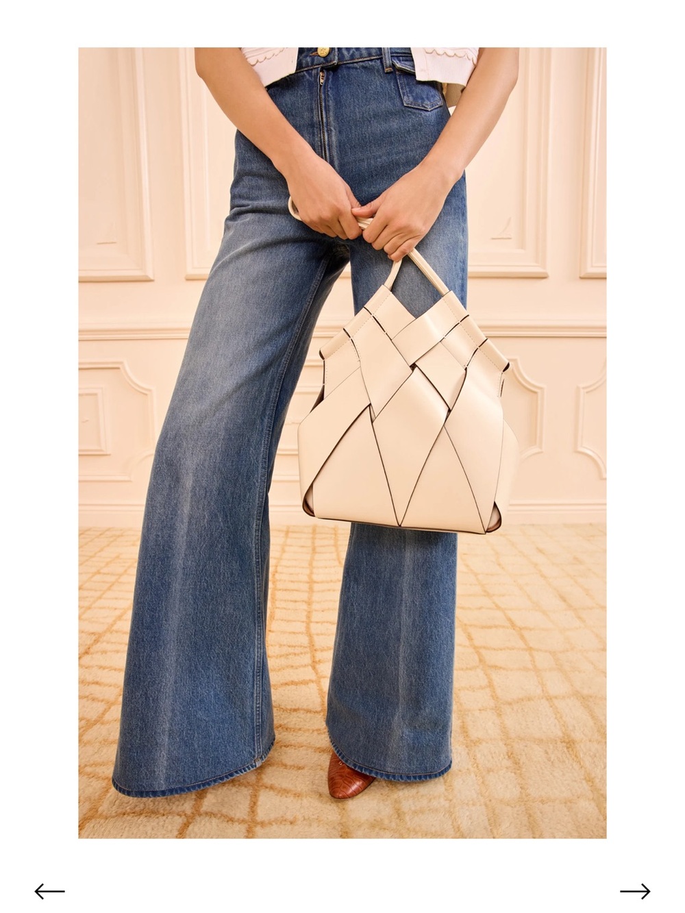 Ulla Johnson Charlotte Cream Woven Leather Tote